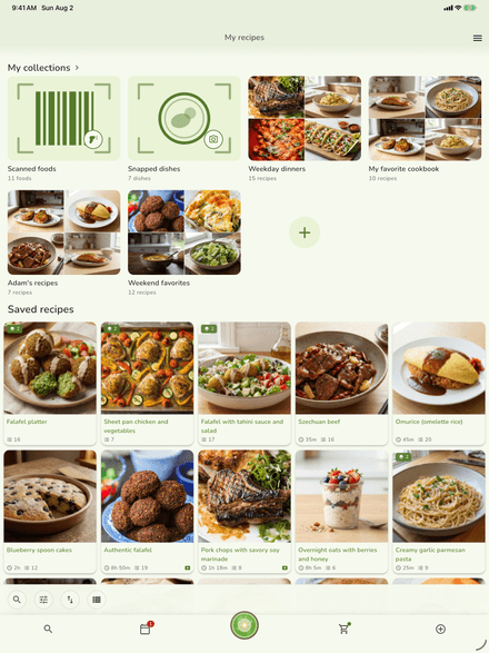 The same KiWi recipe library on an iPad
